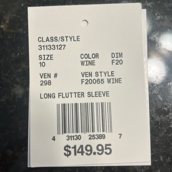 DAVIDS BRIDAL FLUTTER SLEEVE BRIDESMAID DRESS WINE SIZE 10 - Picture 10 of 10